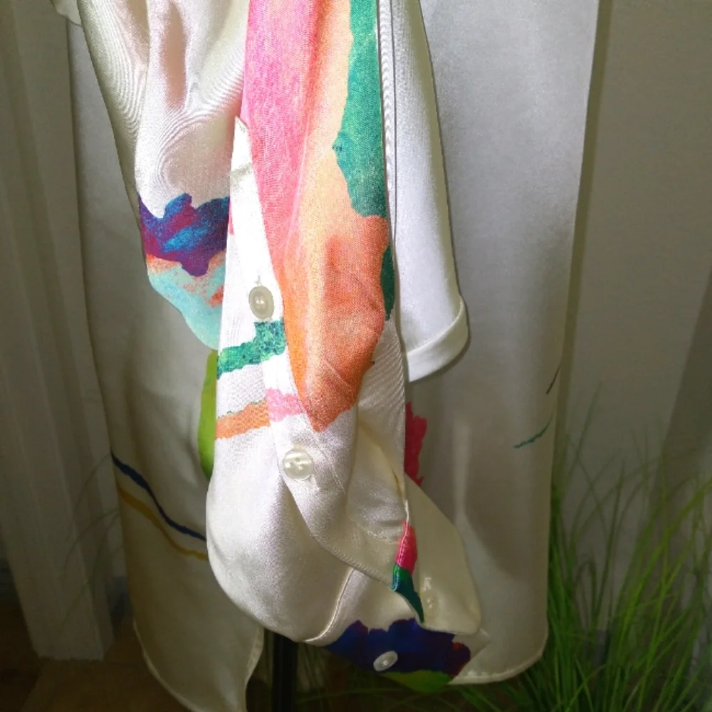 H&M STUDIO 2020 Women's MultiColor Abstract Print Long Sleeve Blouse- Size S - Picture 6 of 14